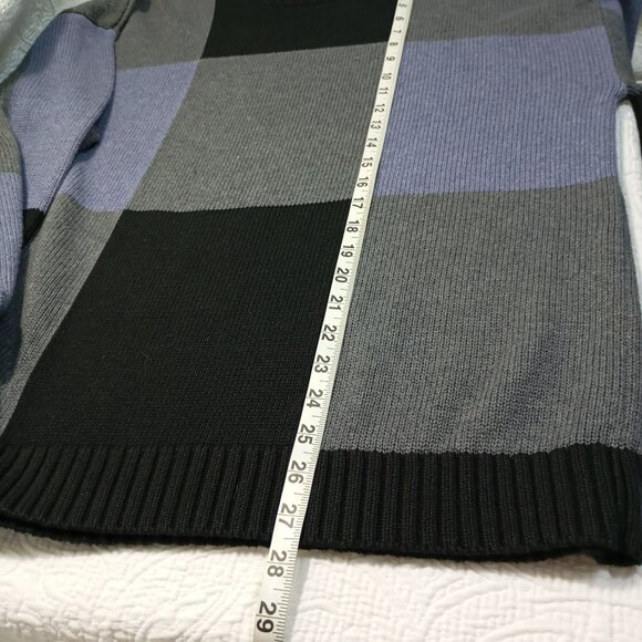 Perry Ellis Sweater Womens 100% Cotton Colorblock Gray, Black and Purple Size L - Picture 7 of 7